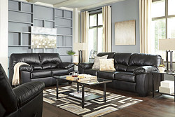  																			Ashley Brazoria Black Sofa/Couch & ...
																		 