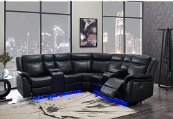  																			Black Reclining Sectional (UM02)
																		 