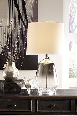  																			Ashley Jaslyn Silver Finish Glass T...
																		 